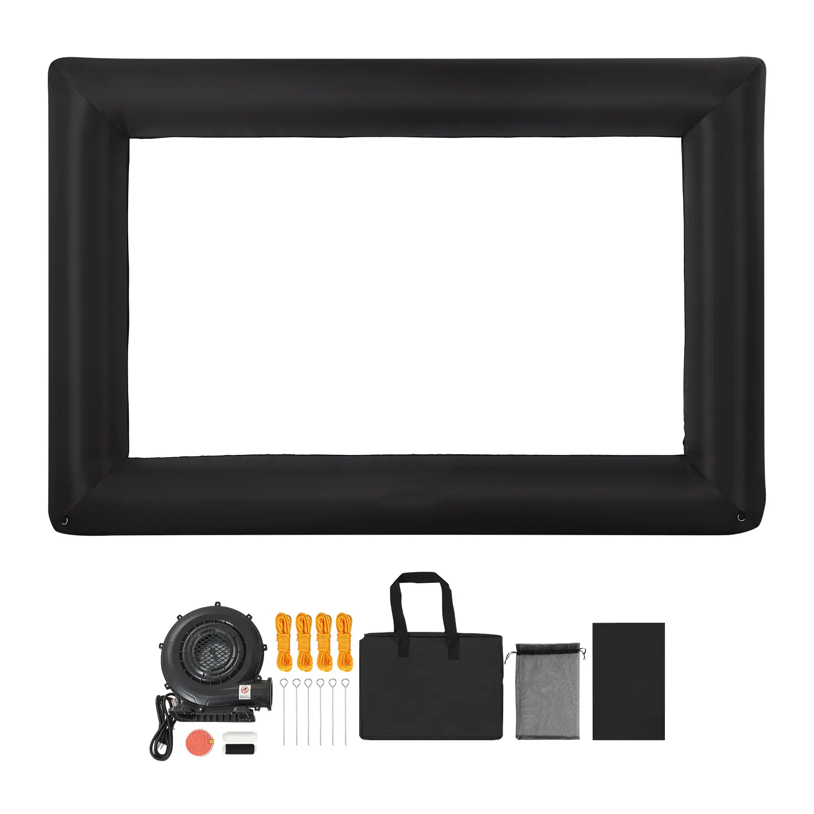 16 ft Inflatable Projector Screen, Black 210D Frame, White 600D Screen Construction, Various Applications, Simple Cleaning, Instant Setup
