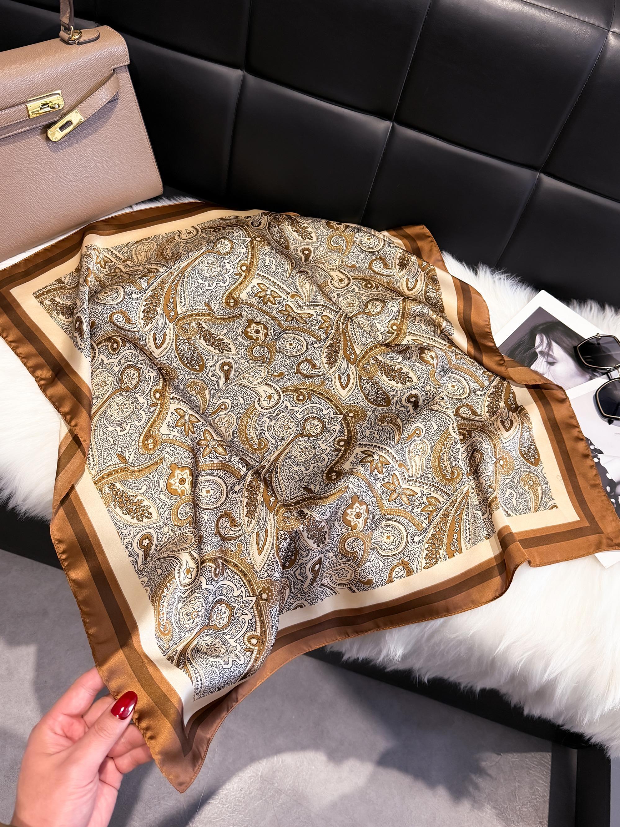 Women's Paisley Print Square Scarf, Boho Style Head Scarf, Fashion Hair Accessories for Women & Girls, Fashion Hair Scarves, Boho Floral Scarves