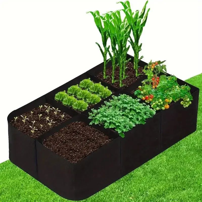 8-section Garden Bed, Elevated Planting Boxes, Vegetables growing planter, Breathable Raised Planter for Vegetables, Rectangle Planting Container for Indoor/Outdoor Gardening, Rectangular Garden Planter, Raised Garden Beds