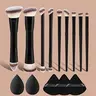 14-Piece Multi-Functional Makeup Brush Set, Beauty Brush Set, Full Face and Eye Brushes, Triangular Powder Puff Sponge, Portable Travel Kit