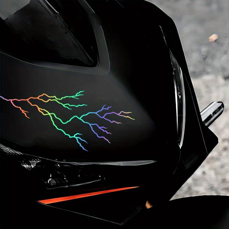 Creative Lightning Pattern Car Sticker, Waterproof Sunscreen Easy To Stick Decal, Durable Sticker for Motorcycle Body Side Panels Fuel Tank, Windshield Sticker