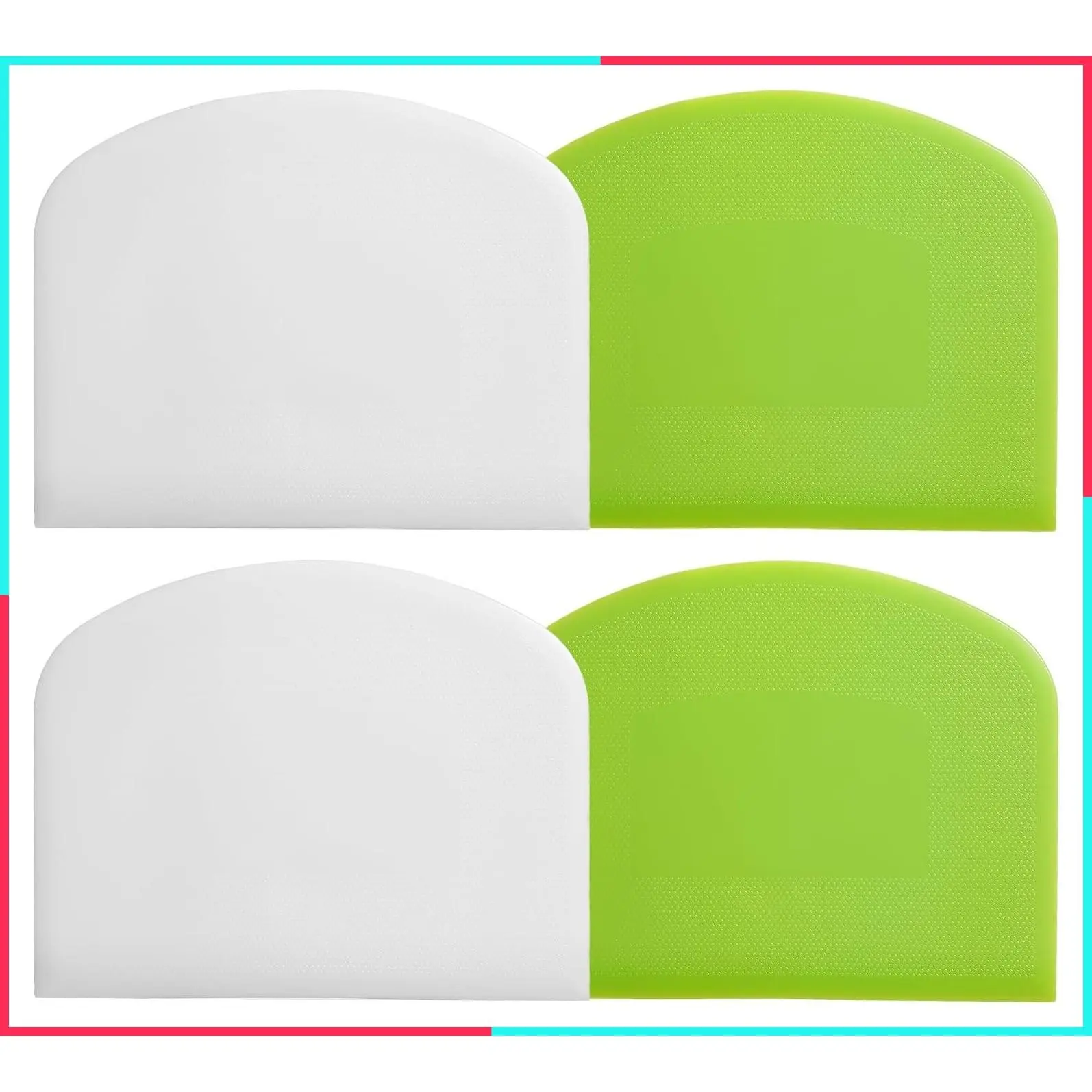 4 Pcs Dough Scraper, Bench Scraper, Bowl Scraper for Bread Cake Dough Fondant Icing (White, Green)