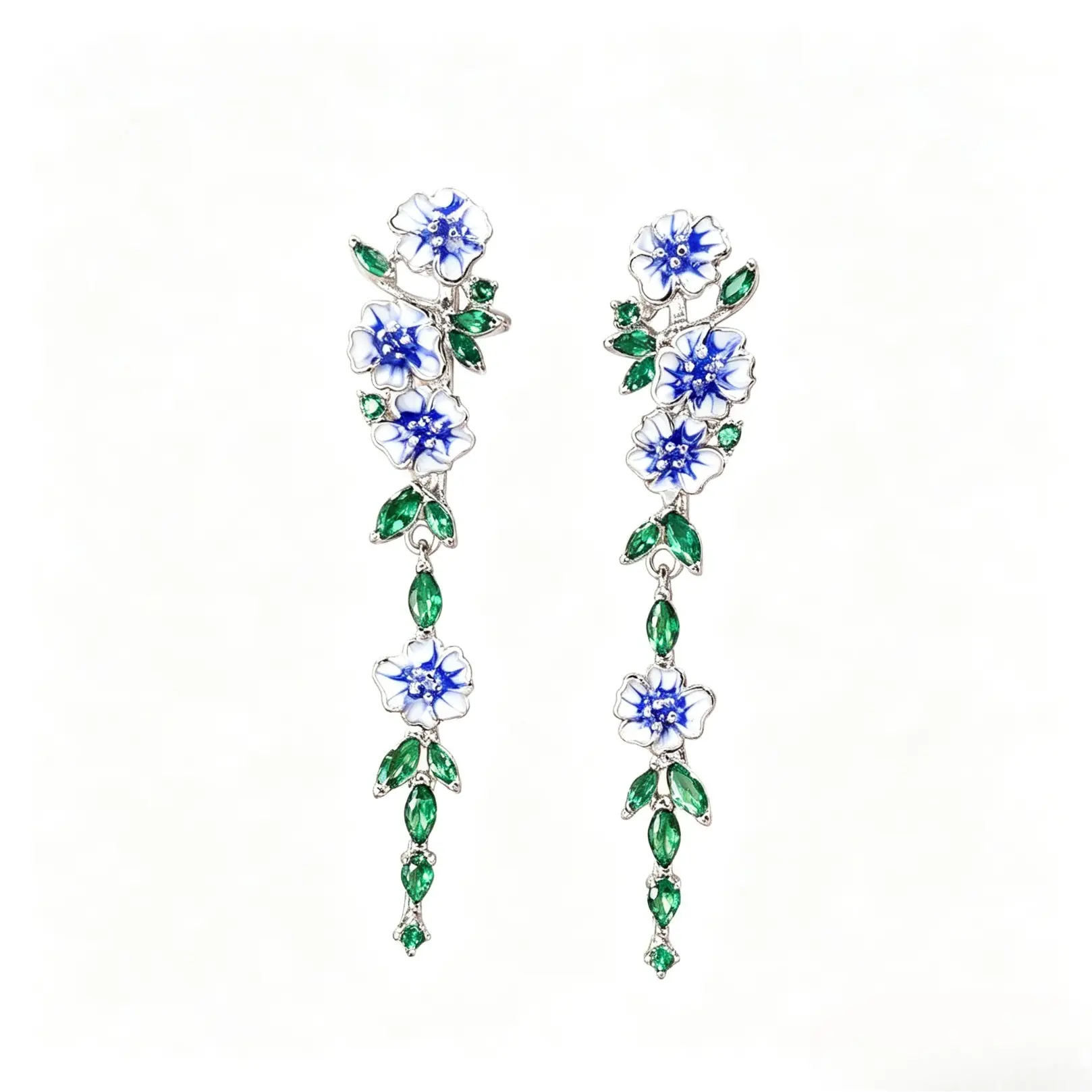 Rhinestone Decorated Flower Floral Accents Dangle Earrings As Gift, Gift Jewelry, Aesthetic Jewelry Gift, 2026 New Trendy Vintage Leaf Design, Unique Dangle Style Earrings for Women, Anniversary, Engagement, Wedding, Dangling Earrings