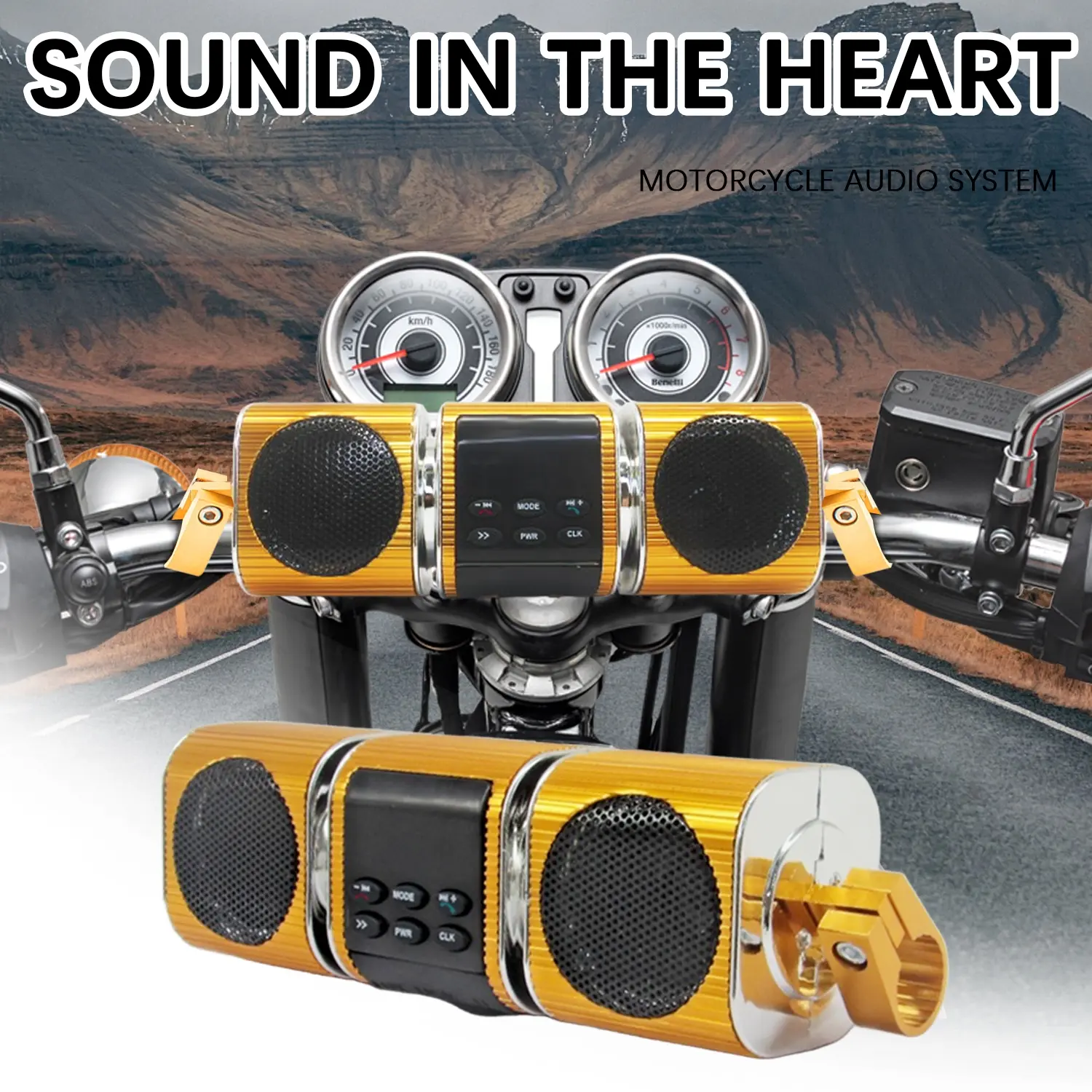 Bluetooth-compatible Motorcycle Speaker, Retro Metal Design, Supports Bluetooth-compatible, Fm Radio, USB, TF Card, Audio Cable, Handlebar Mount, Mt487g Model