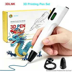 3D Printer Pen Set with 2m 20 Colors Filament, Anti-Clog Design, LCD Display, Compatible with Abs/pla, Ideal for DIY Crafts and Gifts
