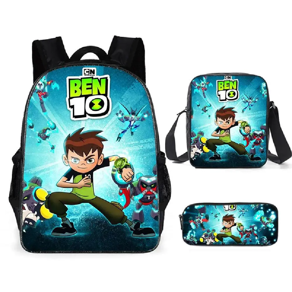 Teenage Hacker Backpack Ben 10 Student Backpack Anime Cartoon Backpack Shoulder Bag Pen Bag