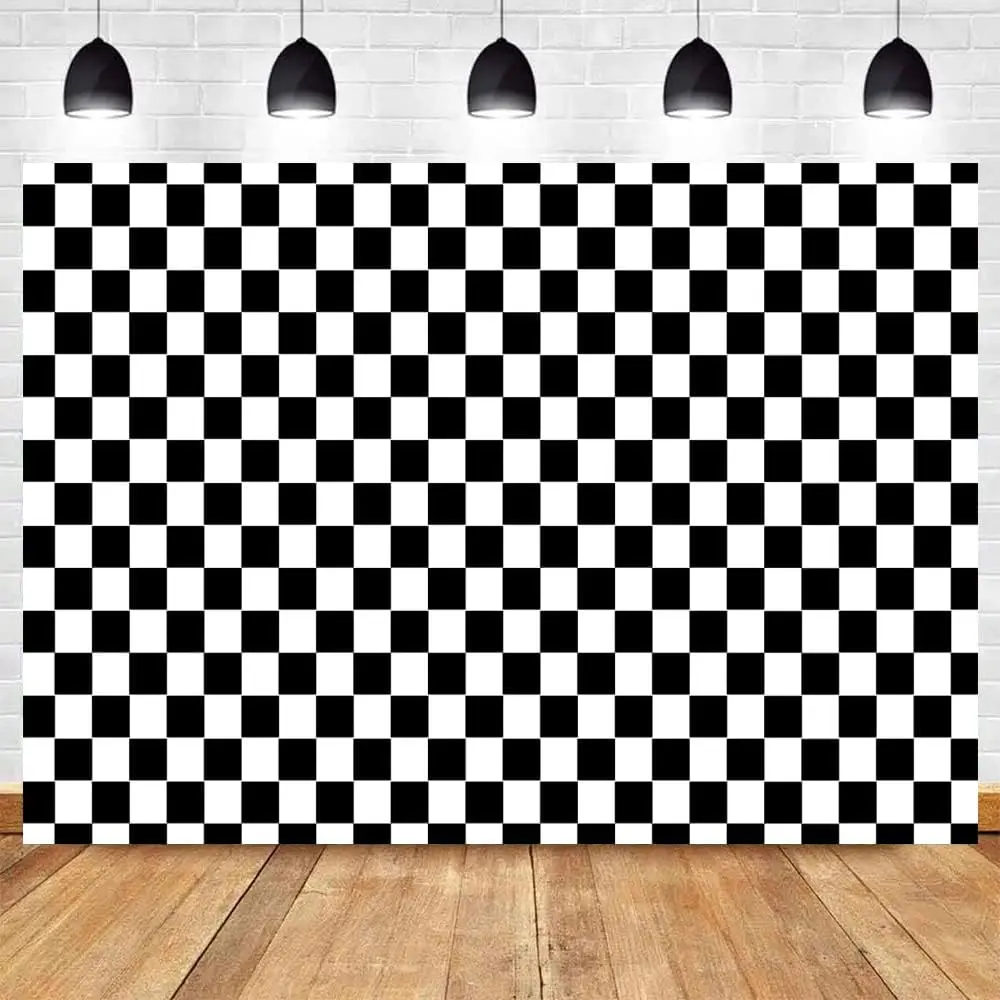 7x5FT  Checkered Chessboard Theme Photography Background 's Birthday Party Decoration Supplies Banner Photo Backdrop Studio Props