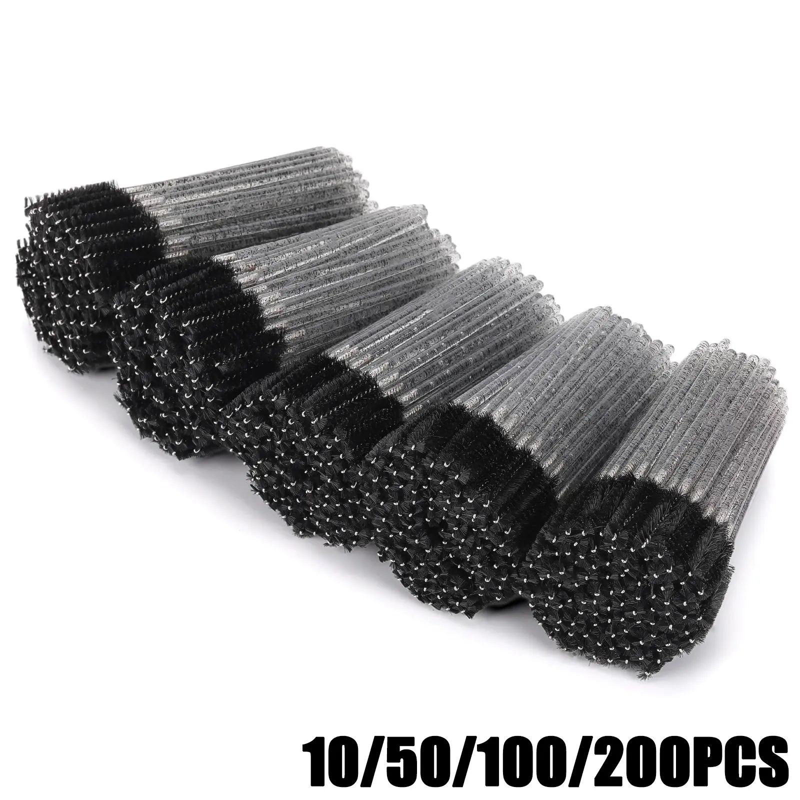 200/100/50/10PCS Eyelash Brushes, Mascara Wands With Container Storage, Bendable Disposable Eyebrow Spoolies, Lash Brush For Lash Extensions, Eyebrow Spoolie, Castor Oil Brushes, Beauty Cosmetic Makeup Brushes, Eyelash Extension Tools Set (Crystal Black)