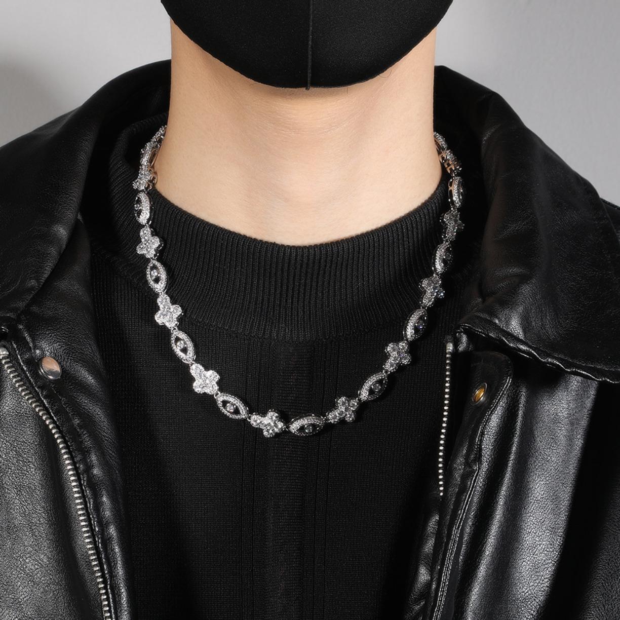 Eye Cross Cuban Chain Moissanite Bracelet S925 Silver Moissanite Hip Hop Jewelry Micro Pave Design Gift for Men Women