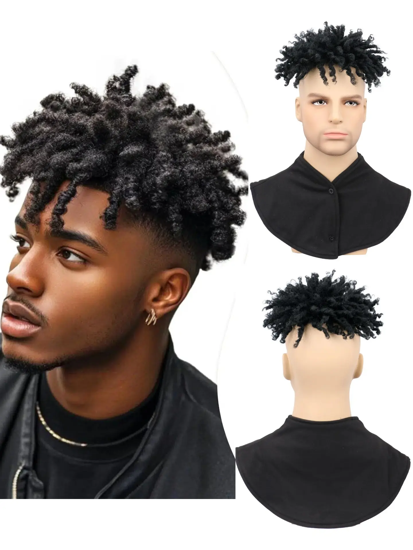 3inch Dreadlock Hair Toupee for Men, Short Locs Hair Toppers with Clips, Synthetic Dreadlocks Hair Wiglets, All Seasons Hairpiece
