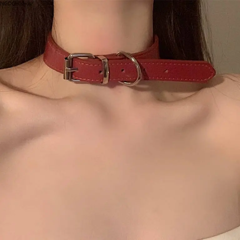 Goth Punk Leather Choker Necklace for Women, Statement Pieces with an Adjustable Buckle for Daily and Party Wear - Black, Red, Pink, Accessories For Women, Female, 2000S Accessories, Adjustable Size, Black Combination