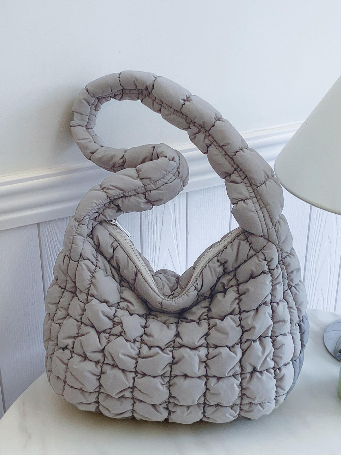 Women's Solid Color Quilted Puffer Crossbody Bag, Fashionable Lady Large Capacity Shoulder Bag for Daily Used, Casual Trendy Versatile High-quality Daily Commuting Bag