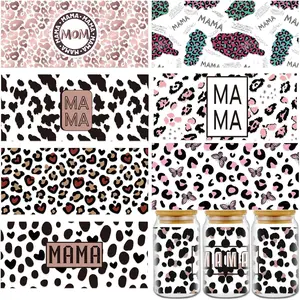 UV DTF Cup Wrap - 8 Sheets Leopard Print UV DTF Wraps,  Mom Rub  Transfers, Mama Uvdtf  for 16 oz Glass, DIY  Crafts, Mother's Day Gifts