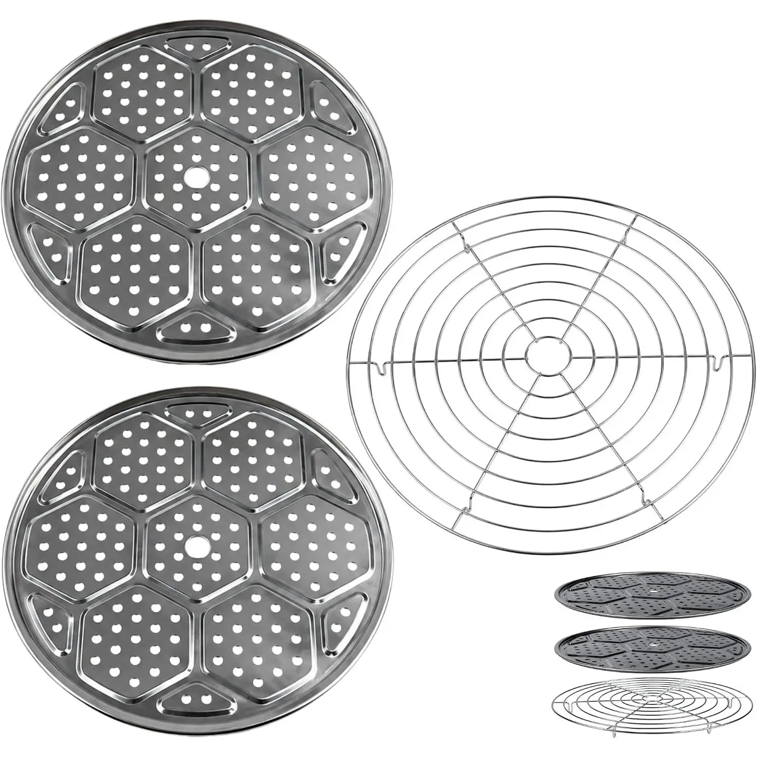10.8in Canning Rack for Pressure Canner (3pcs) - Stainless Steel, Stackable & Heavy-Duty Rack with Base - Universal Fit, Compatible with Presto, All American & More
