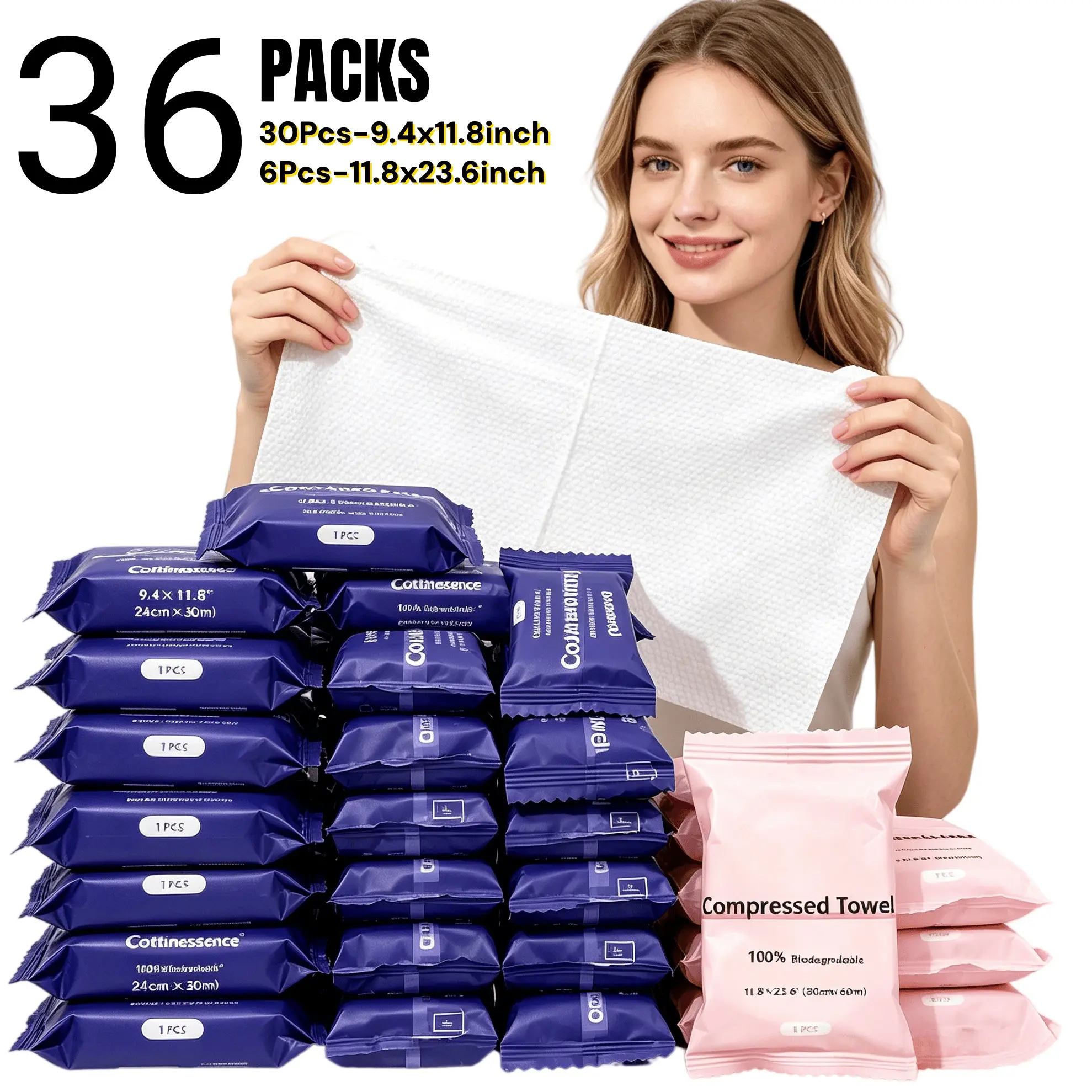 Extra Thick Compressed Towels, 6 Packs Extra Large, 30 Packs Large Disposable Compressed  Face Towels, Ultra Soft, Biodegradable, Travel Friendly