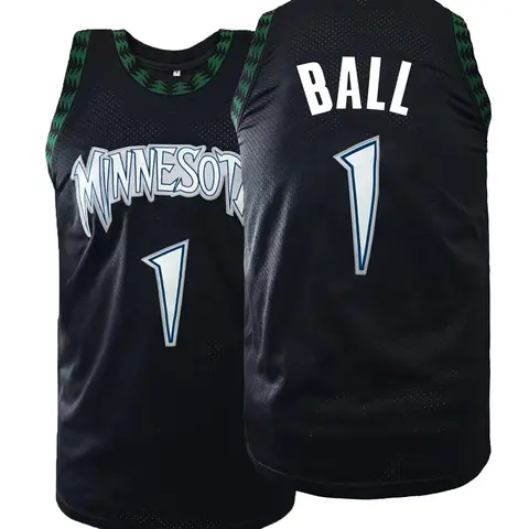 Men's Classic Minnesota Basketball Jersey Number 1 Ball, Retro Mesh Athletic Tank Top Workout Tops for Men Women, Breathable Sports Jersey Sleeveless Shirt for Basketball Training & Daily Wear