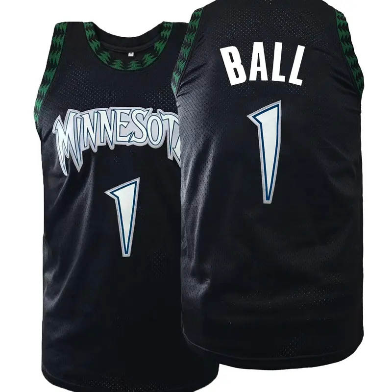 Men's Classic Minnesota Basketball Jersey Number 1 Ball, Retro Mesh Athletic Tank Top Workout Tops for Men Women, Breathable Sports Jersey Sleeveless Shirt for Basketball Training & Daily Wear