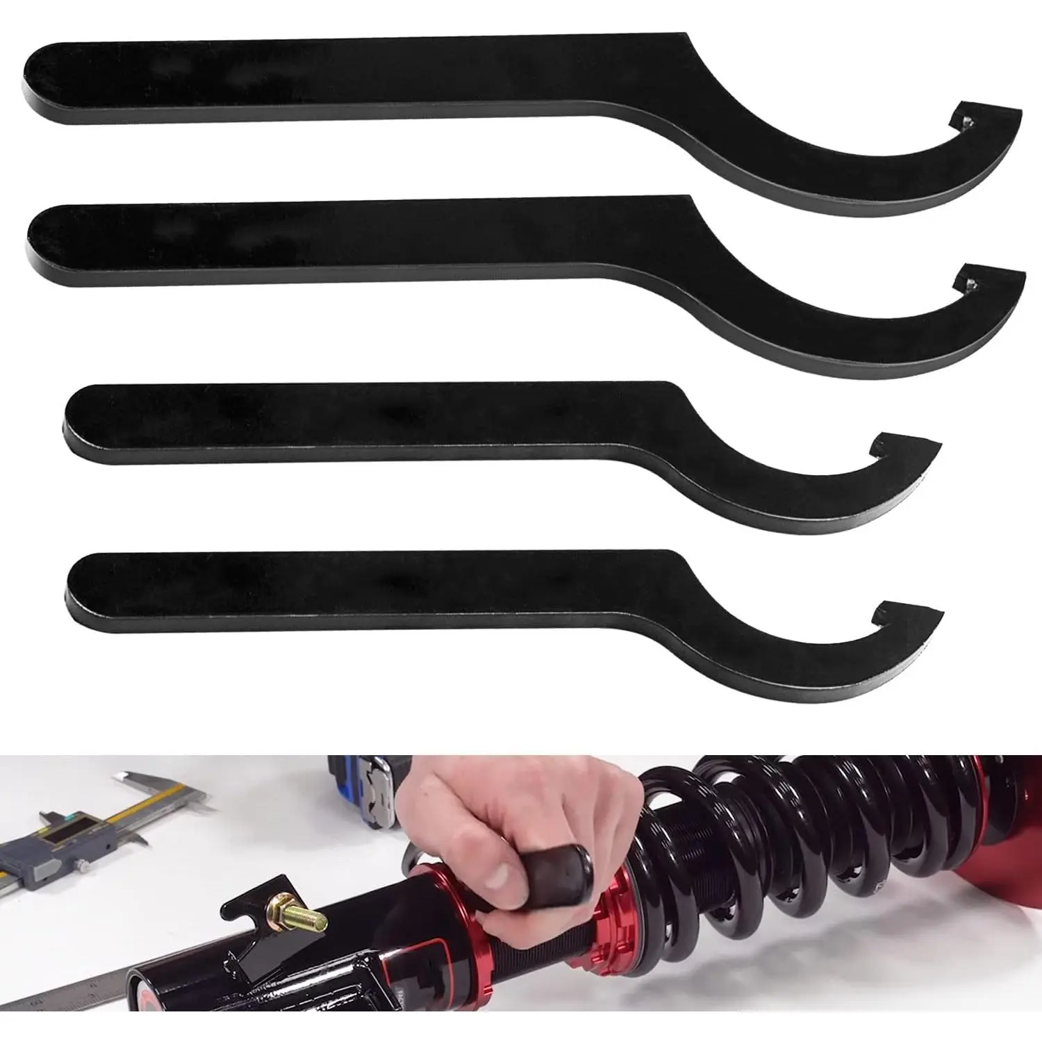 Coilover Adjustment Tool Compatible for Coilovers - K ,  2, Apexi, Megan Racing - 2 Large Steel Spanner Wrenches + 1 Small Wrench