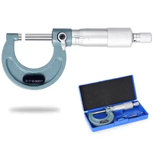 External micrometer, ultra-precision carbide-tipped measuring tool set, ratchet stop device, 0-1.0inch measuring range, 0.001inch scale, ± 0.0001inch accuracy, comes with protective case