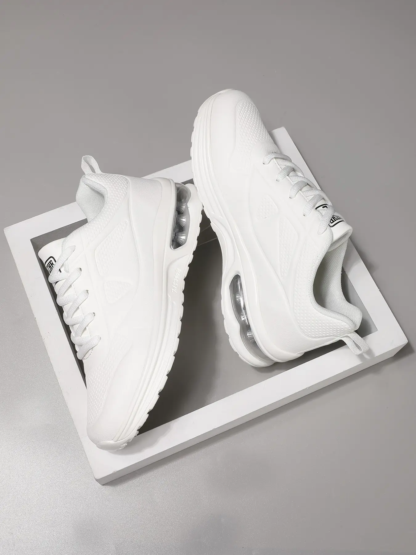 Women's Air Cushion Platform Sneakers, Lace-Up Shock Absorbing Running Shoes for Sports & Daily Life