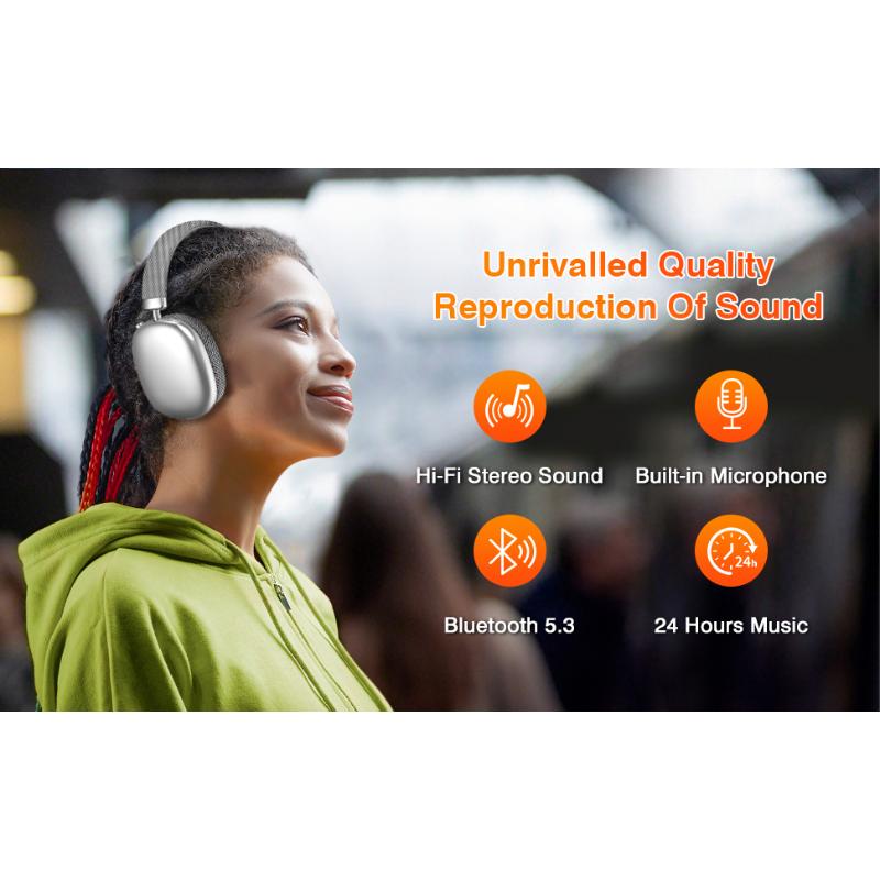 Wireless Over Ear Headphones,Noise Canceling Bluetooth Headphones with Microphone 48H Playtime HiFi Stereo Lightweight Soft Earpads Headset Deep Bass Android iOS Compatibility for Home Travel Office Wireless Over Ear Headphones,Noise Canceling Bluetooth Headphones with Microphone 48H Playtime HiFi Stereo Lightweight Soft Earpads Headset Deep Bass Android iOS Compatibility for Home Travel Office