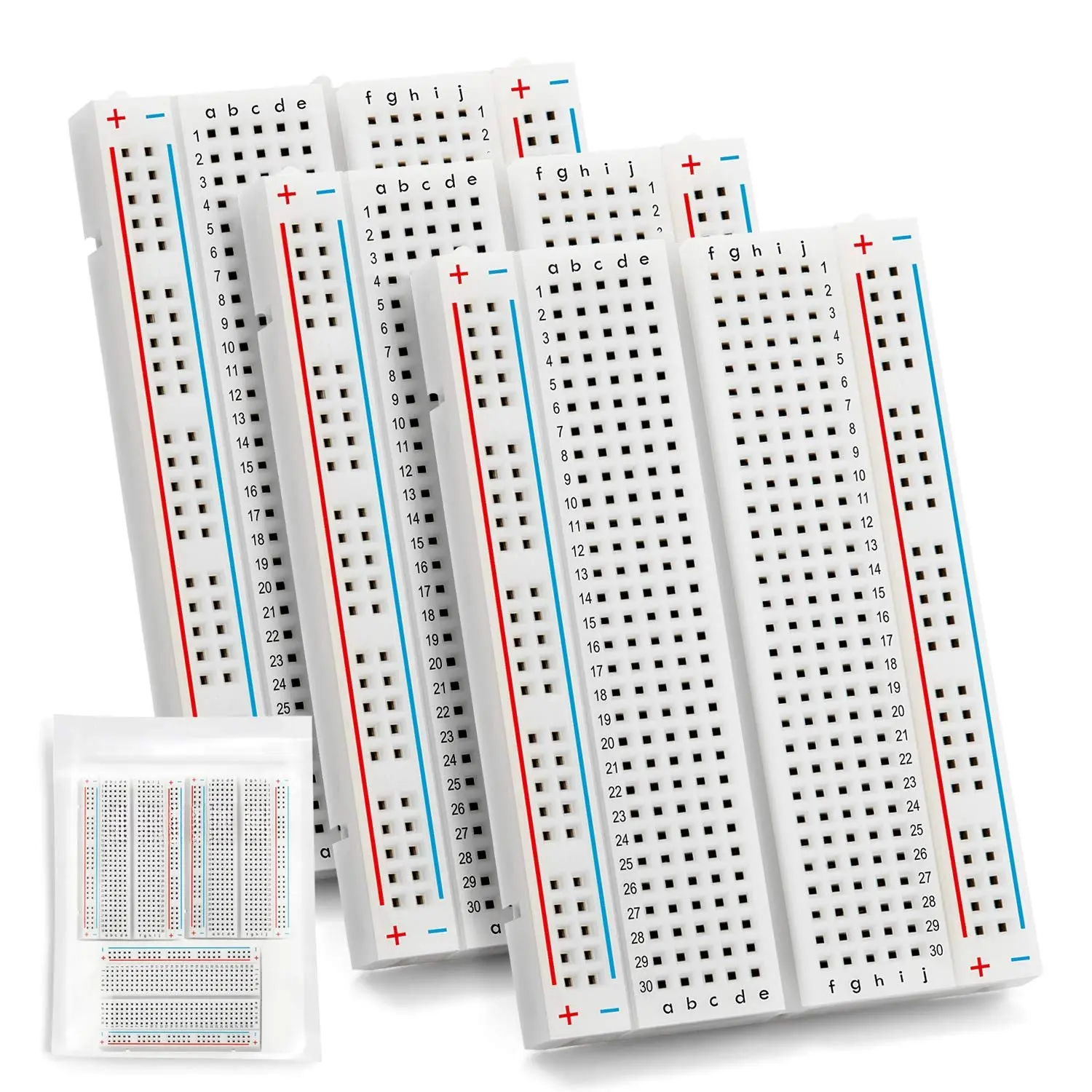 3 count Breadboard with 400 Tie Points (-801) Solderless Prototype Kit  PCB Bread Board Plus 2 Power Rail and Adhesive  for Small DIY Kits Arduino  Raspberry rasp Pi Project