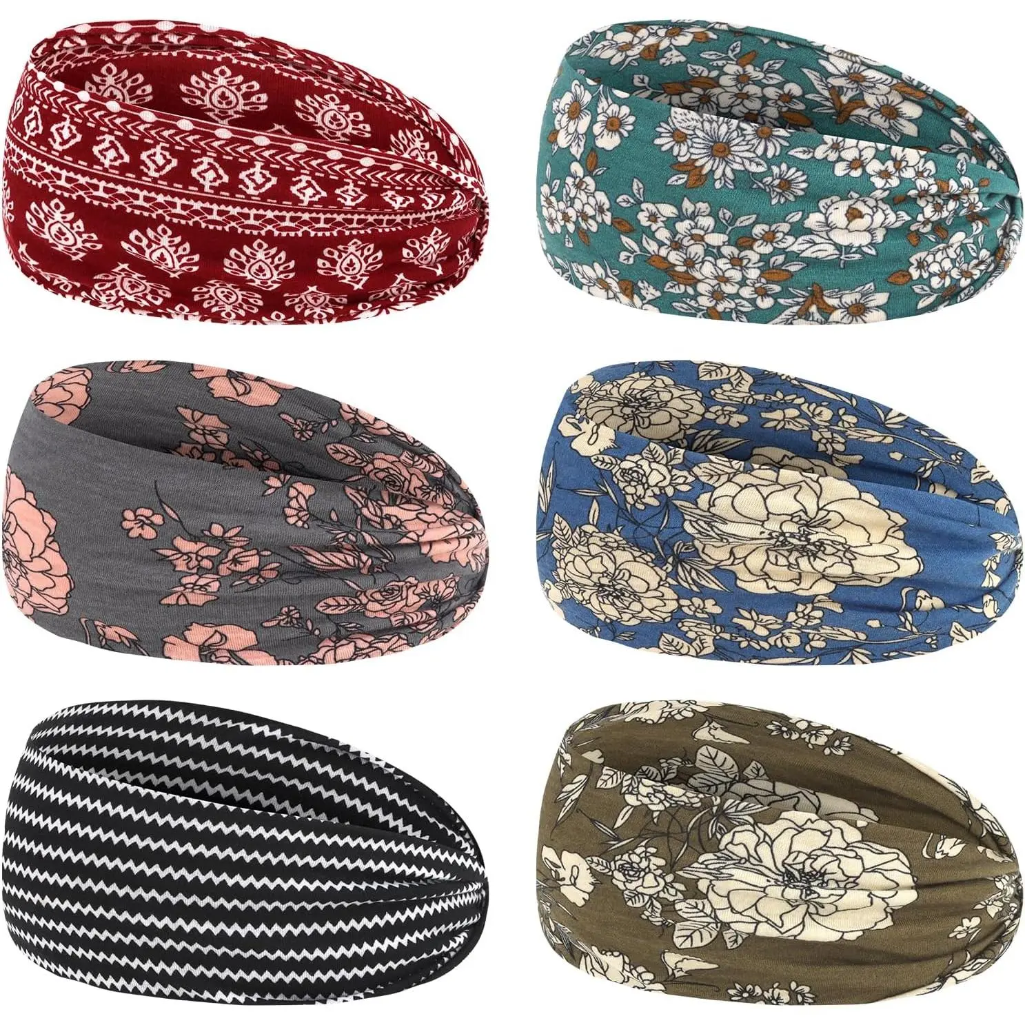 6 count  Headbands for Women and Men  Bands Sweatbands | Elastic Bandanas Headbands Hair Wrap Headwrap Wide Thick Workout Yoga Mens Cooling Running  Headband