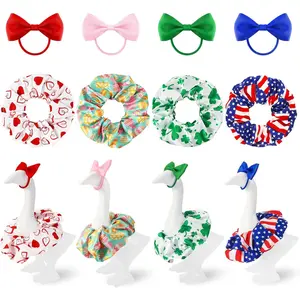 Mini Desk Goose Outfits, 4 Packs Holiday Desk Goose Clothes for Valentine's Day, Easter, St. Patrick's Day and 4th of July, 10 cm Desk Goose Clothes