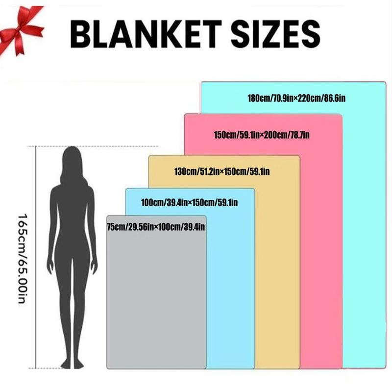 Trendy Patchwork Flannel Blanket, Portable Nap Blanket for All Seasons, Office Sofa Bed Car Plane Warm Blanket