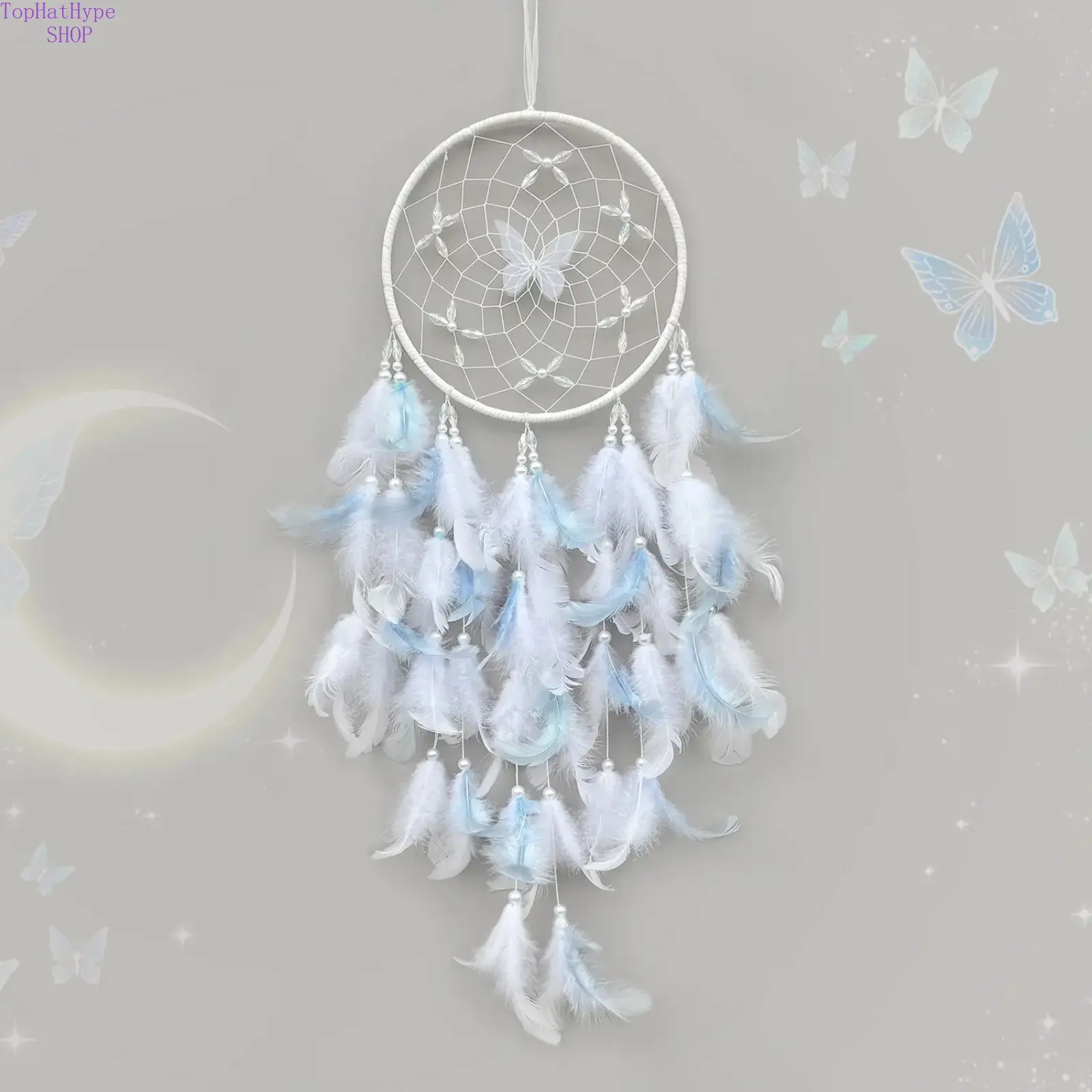 Butterfly Crystal Dreamcatcher, Handmade Wind Chime Hanging Decor, Feather Dreamcatcher, Creative Birthday Gift, Room Decoration, Wall Hanging Decor, Home Decor