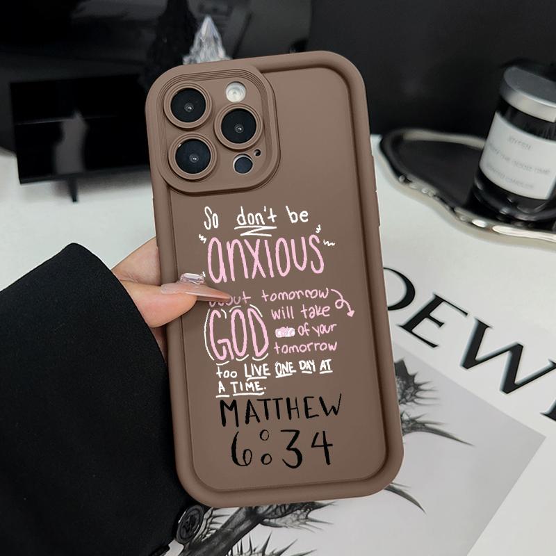 TPU Phone Case for iPhone 17 16 15 14 Pro Max 13 12 11 XR XS Plus E Christian Bible Verse Pattern Drop Protection Shockproof Soft Silicone Smartphone Cover Casing