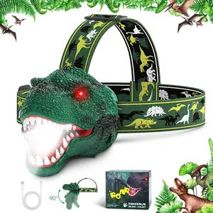Kids Headlamp,Rechargeable T-Rex Dinosaur Headlamp  Kids and LED Head Lamp Camping Gear Flashlight,Hiking Accessories Headlight Toys,Four Light Modes   Reading/Party Gift