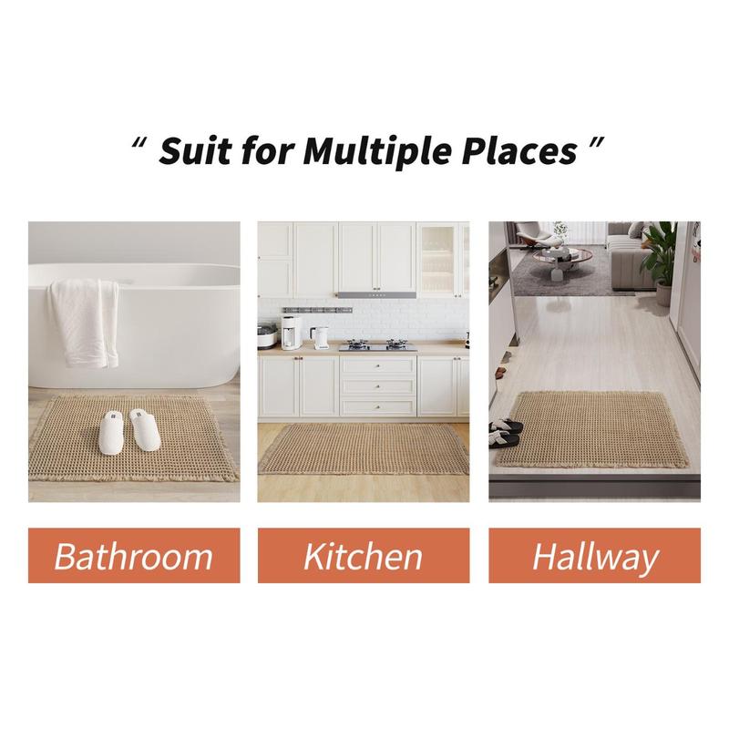 2pcs Anti-Slip Waffle Bathroom Mat Set, Non-Toxic Bath Rug & Door Mats, Absorbent Kitchen Floor Covering, Ideal for Wet Areas, Water Absorbent Mat