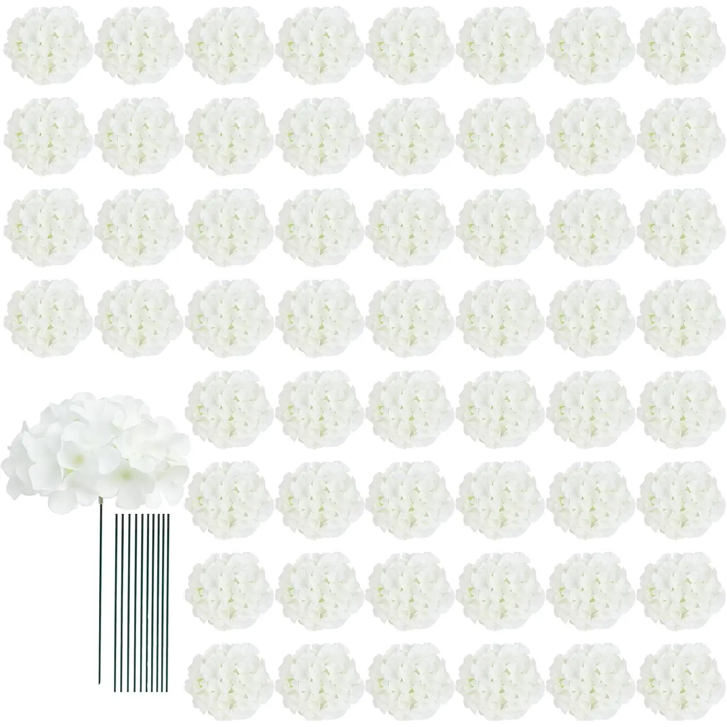 65pcs Realistic White Hydrangea Artificial Silk Flowers Bulk - Decorative Stems, No Squishing/Steaming Need, Hydrangea Look Room Accessories for Wedding, Valentine’s Day Home Decor