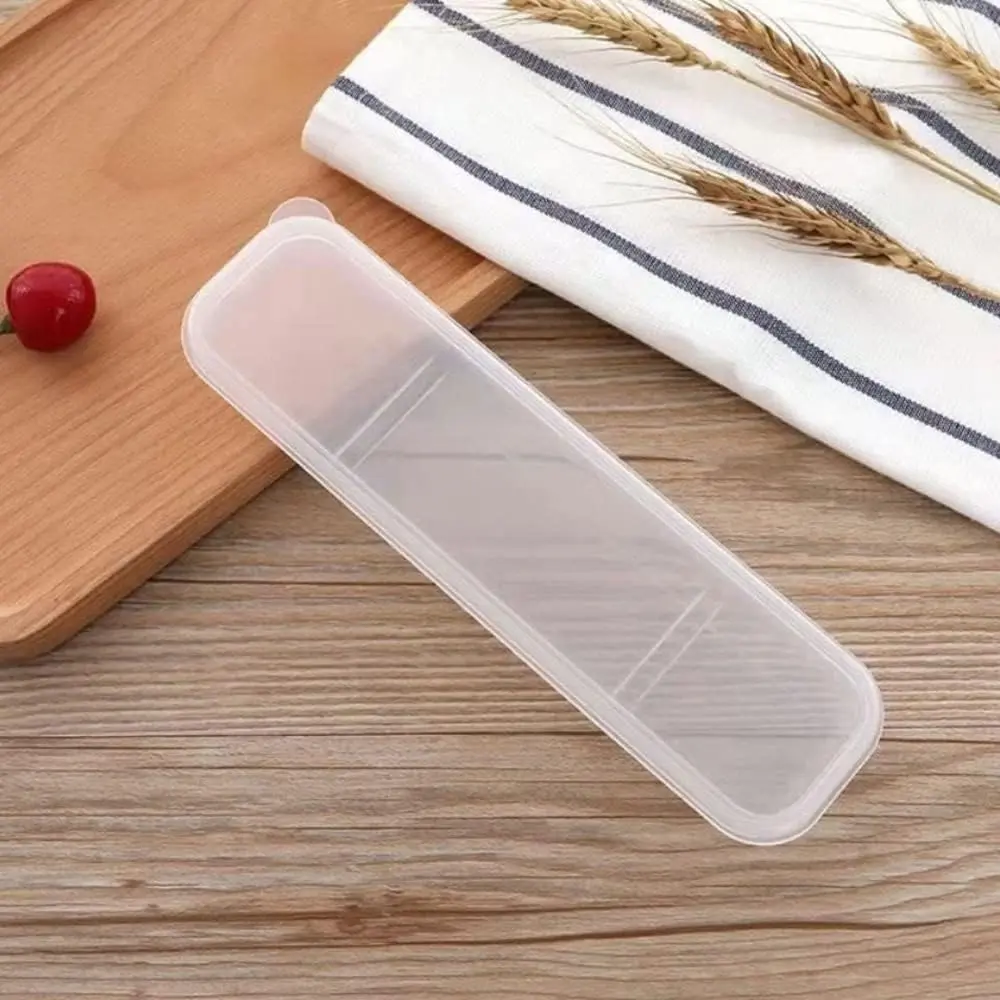 Portable Flatware Box Travel Tableware Storage Case, Simple Tableware Storage Box Case Cutlery Kit, 9.64 x 2.32 inches (White)