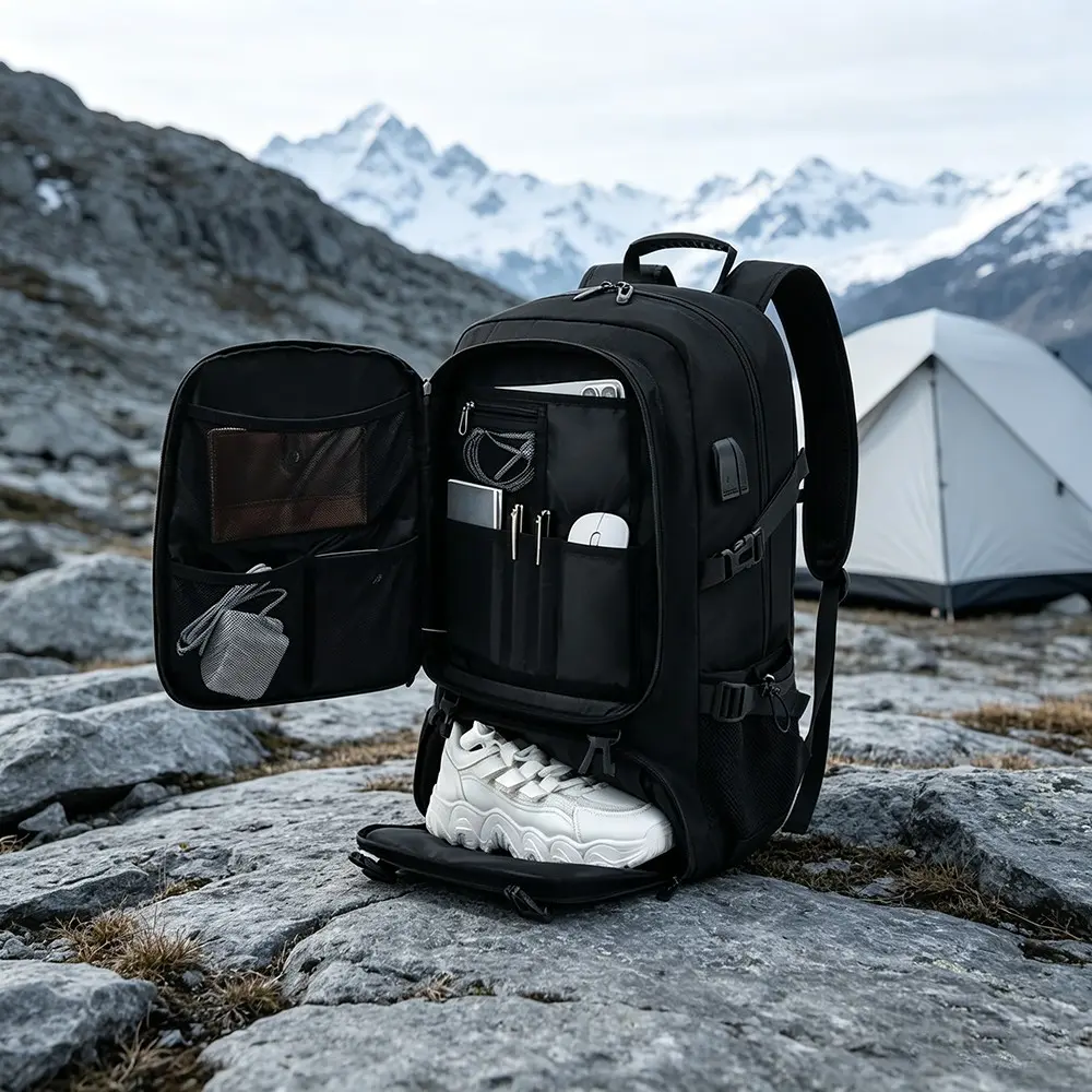 50L Large Capacity Travel Backpack, Men's Independent Shoe Compartment, Business Bag, Outdoor Sports, Waterproof, Storage Backpack, Waterproof Hiking Backpack, Durable Backpack, High Capacity Backpack