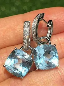 1 pair of fashionable square cubic zirconia classic versatile earrings for Valentine's Day gift earrings