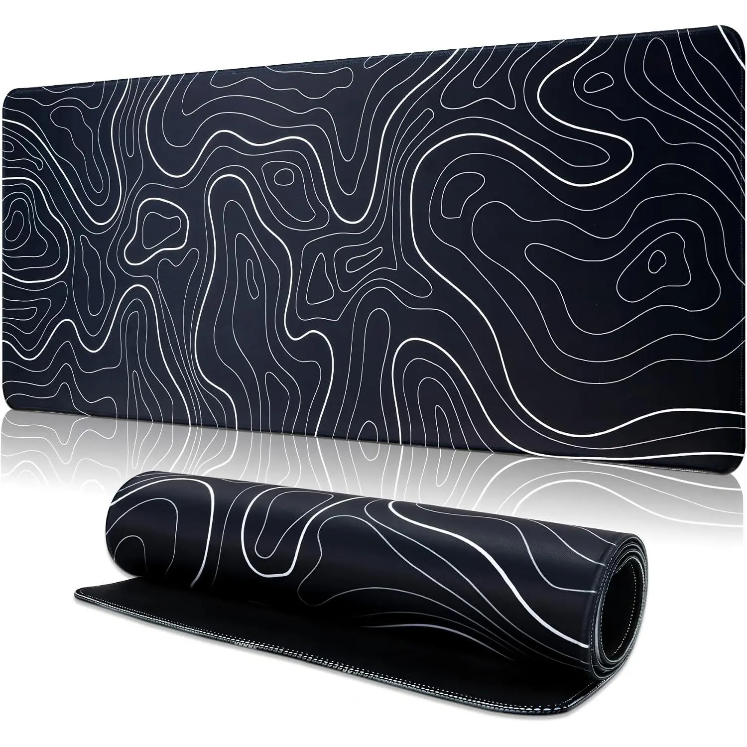 Pad Gaming Mousepad, 31.5 x 11.8in Large Desk Mat Keyboard Pads Extend Long XL  Mat with Non-Slip Base Desk Accessories for  Office Keyboard  (Black Topographic)