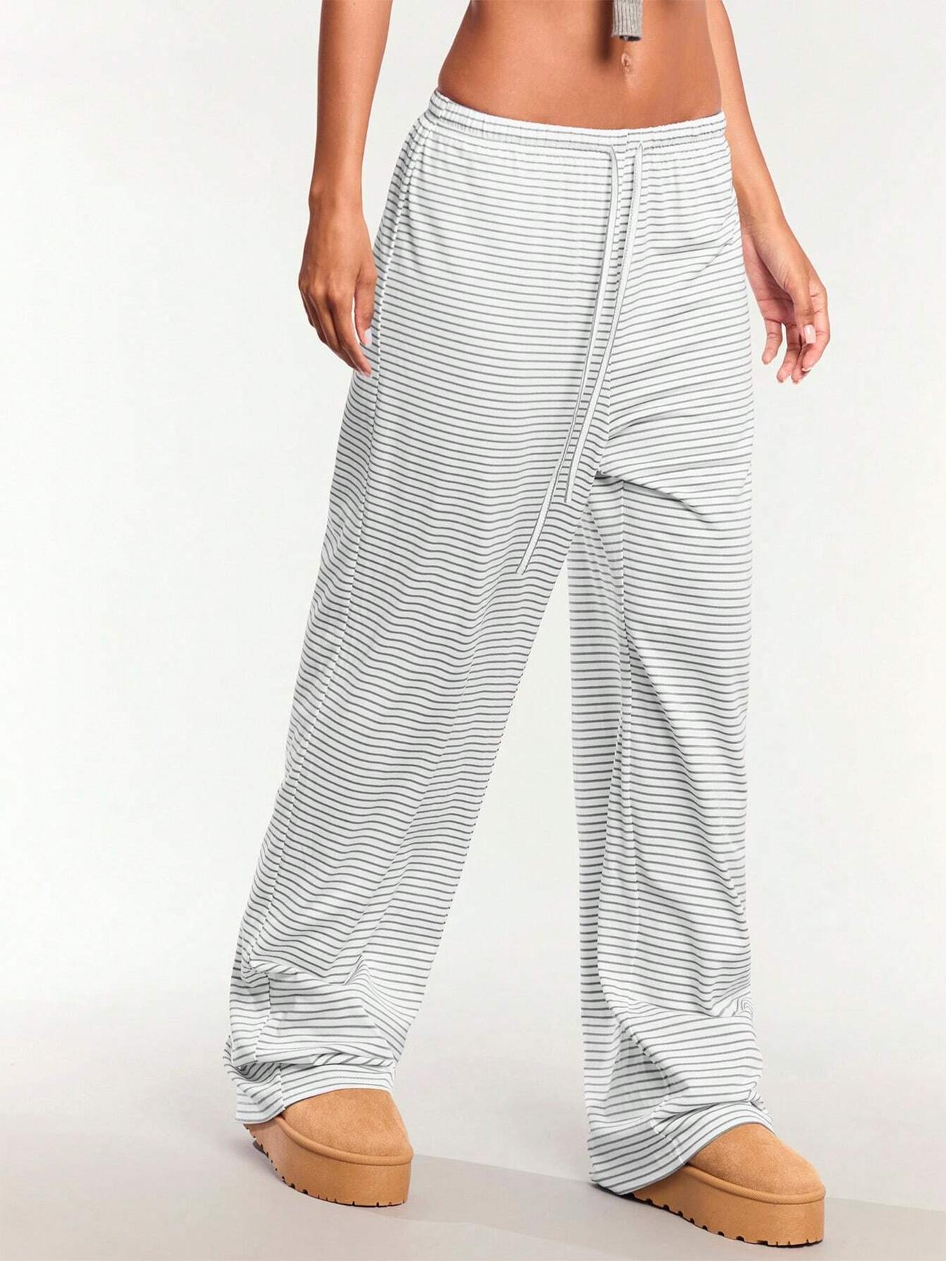 Women's Autumn Casual Wide Leg Pants, Comfortable Soft Fitted Trousers for All Seasons, Stylish Kint Fabric for Relaxed