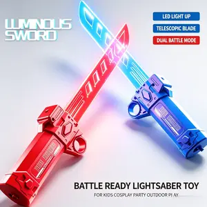 2 Pack Luminous Retractable Light Swords, Rechargeable Glowing LED Light Saber with Switchable Red Blue Lights, Cosplay Party Favor Outdoor Duel Game Toy for Birthday Christmas Gift, Trendy Photography Prop for Content Creators