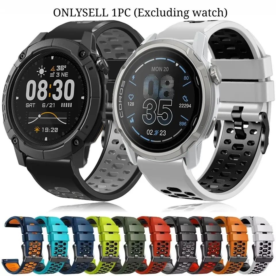 1 Pcs Casual Two-tone Breathable Silicone Watch Strap for COROS NOMAD / COROS APEX4 46MM Smartwatch Accessories (Excluding Watch)