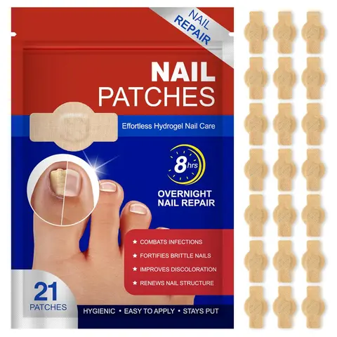Extra Strength Hydrogel Nail Patches (21 PCS) - 8-Hour Overnight Care, Instant Nail Repair, Damaged Toenail Fix, Universal Aid for Men and Women, Nail Aid