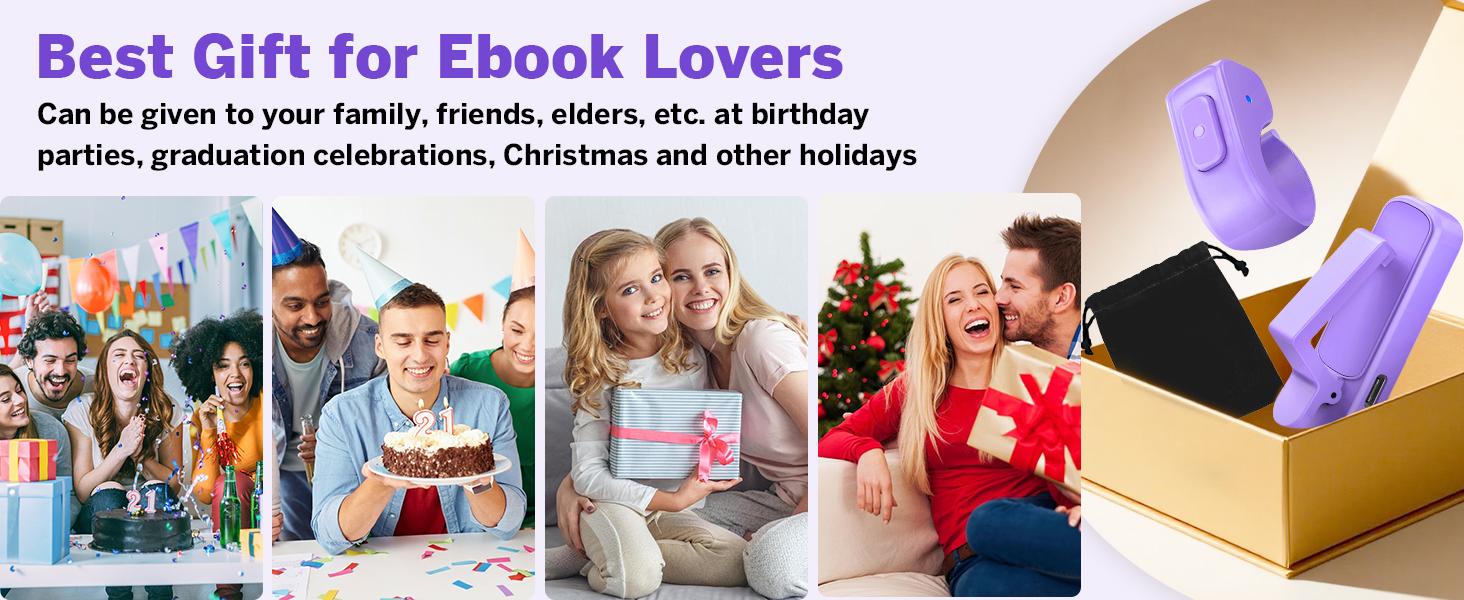 Page Turner Ring for Kindle,Remote Control for iPhone iPad Android Tablets E-Readers,Clicker Page Turner for Kindle Accessories for Camera Video Record&Shutter Selfie (Purple)