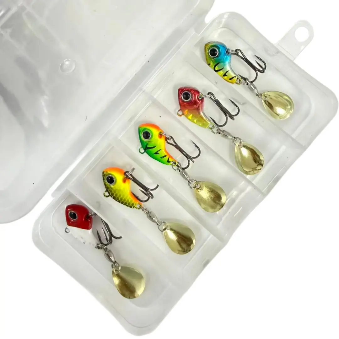 Metal Vib Vibrating Rotating Sinking Lure Set, Mini Spoon Swivel Bait Rust-Resistant Long Cast Design, Needle Hook Multi-Scene Use, High Sensitivity Fishing Gear Upgrade Kit