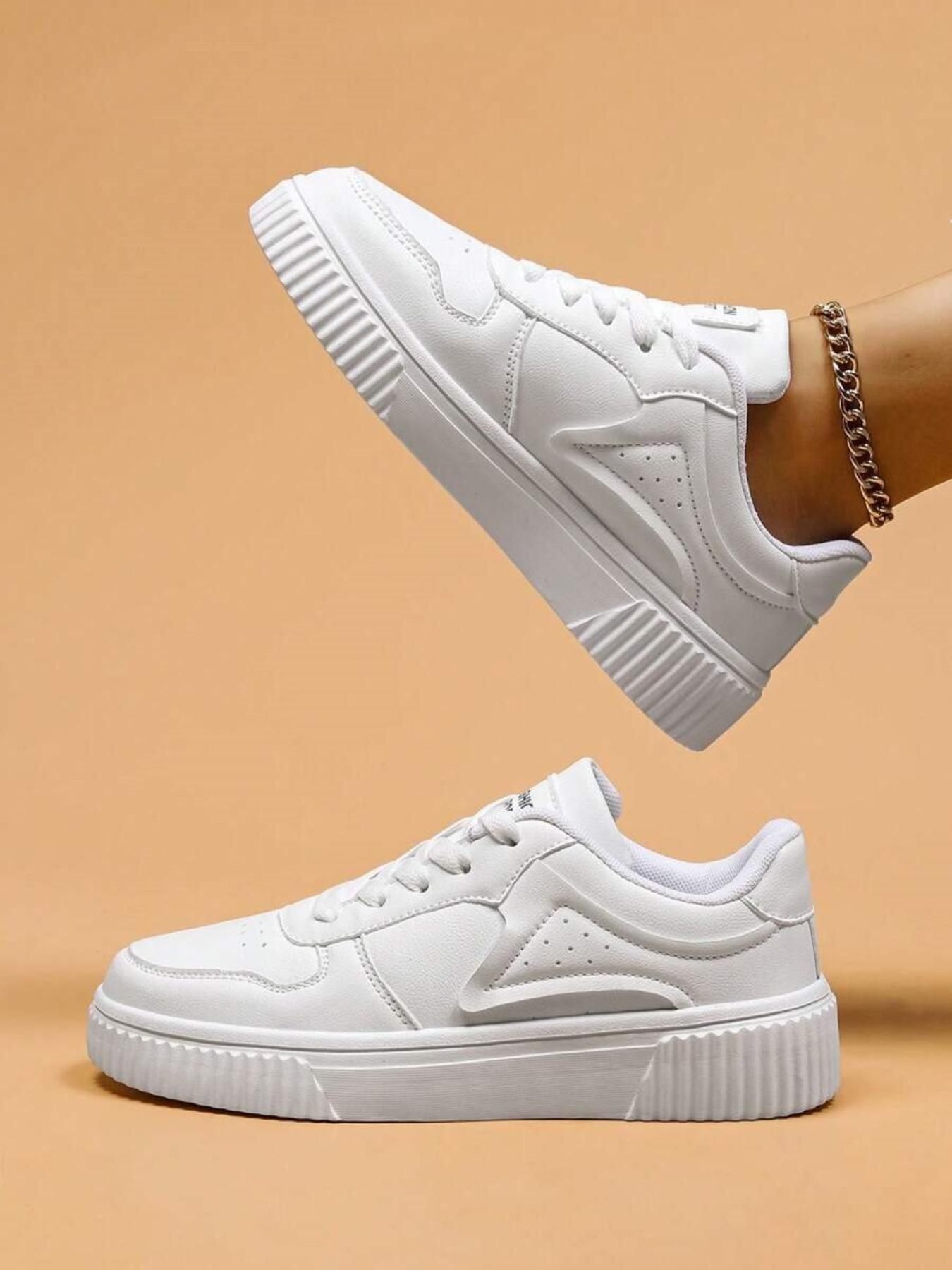 Women's Fashionable Lace Up Low Top Sneakers, Casual Comfortable Breathable Sports Shoes, Female All-match Round Toe Shoes for Daily Wear