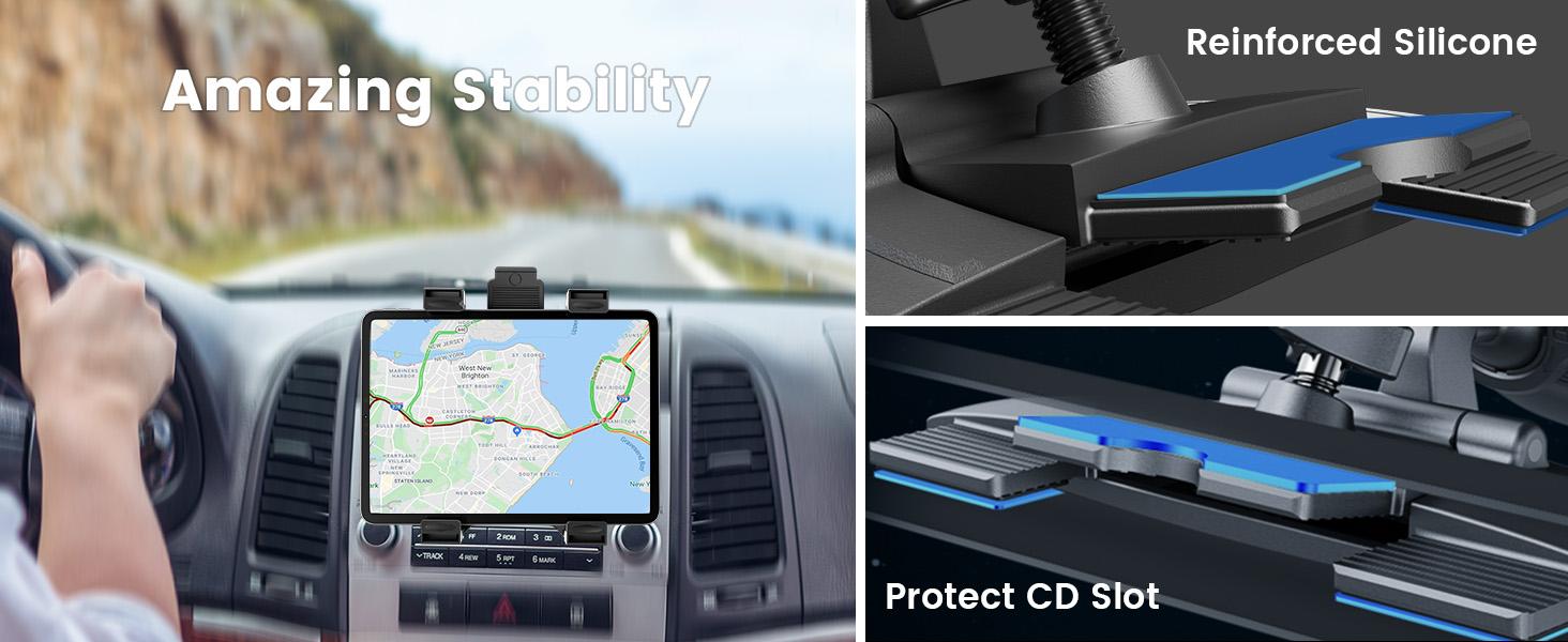 OHLPRO CD slot tablet holder for cars, universal 7-inch iPad car mount, adjustable CD player tablet holder for iPad mini, Air, Pro 11, Galaxy Tab, ideal for navigation and entertainment
