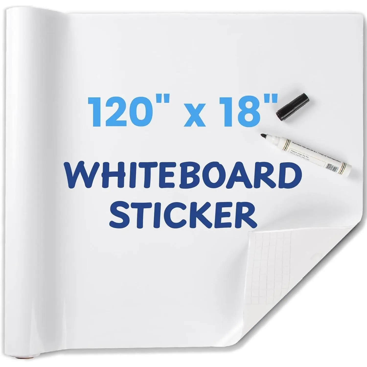Whiteboard Sticker for Wall 120" x 18" No Ghosting Peel and Stick Dry Erase White Board Roll Stain-Proof Self-Adhesive Whiteboard Paper for Home Office Classroom