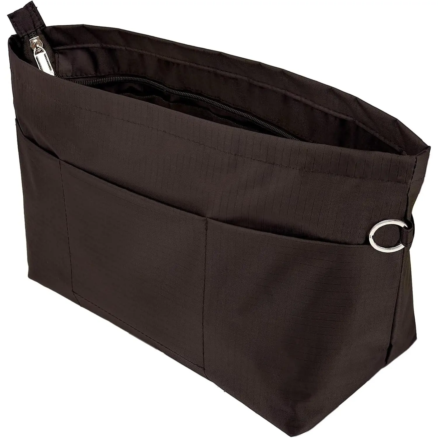 Handbag Tote Purse Organizer Insert, Medium, Coffee | Bag Divider Liner Shaper Separator Bag with Zipper, 11 Pockets Compartments
