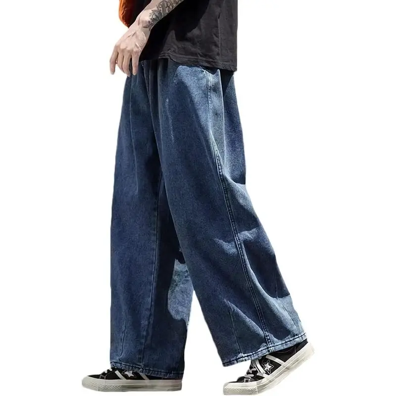 Men Loose‑Fit Straight‑Leg Baggy Denim Pants, Skin‑Friendly Stretch Y2K Skater Jeans, Vintage Hip‑Hop Casual Wide‑Leg Street‑Wear Trousers For Daily Outfits