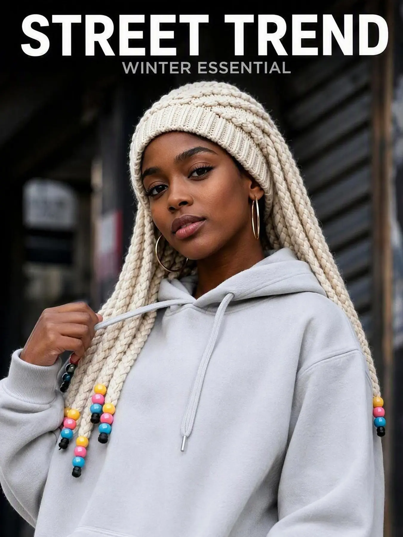 Autumn and winter new style dreadlock hat women's personality festival braided knit wig hat fashionable trendy knit hat